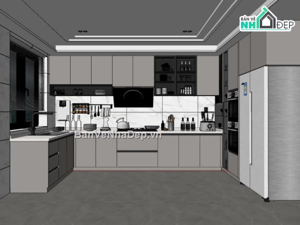 nội thất phòng bếp,3D phòng bếp,sketchup phòng bếp