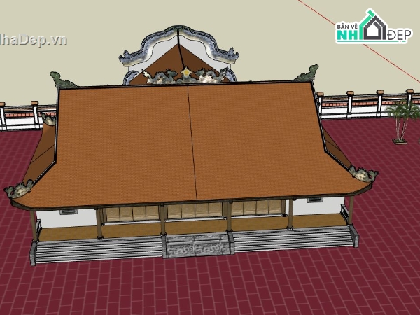 đền thờ,file sketchup đền thờ,bản vẽ đền thờ,file su đền thờ,model su đền thờ