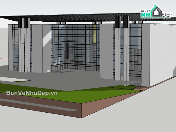 văn phòng làm việc file su,sketchup tòa nhà văn phòng,dựng 3d su nhà văn phòng