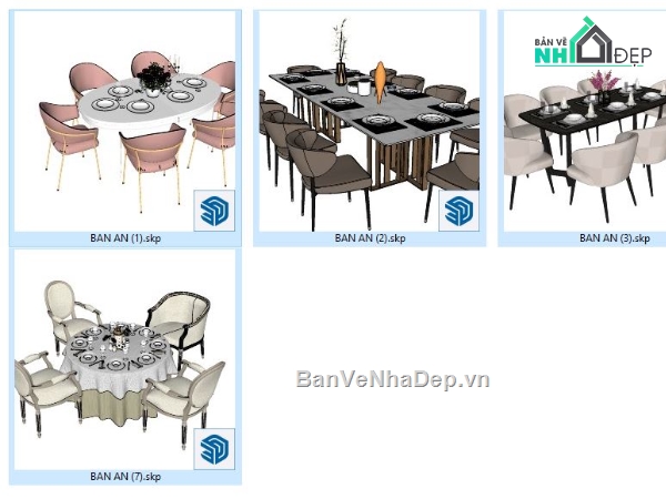 sketchup bàn ăn,su thiết kế bàn ăn,bàn ăn su,tổng hợp mẫu bàn ăn