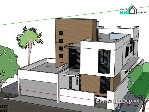 Biệt thự 2 tầng,model su biệt thự 2 tầng,biệt thự 2 tầng file su,file sketchup biệt thự 2 tầng,biệt thự 2 tầng skp