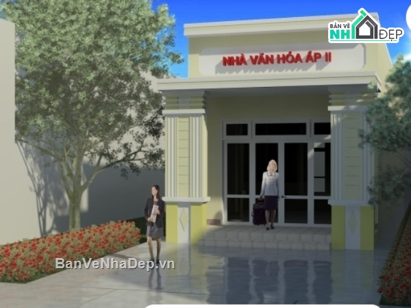 revit thiết kế nhà văn hóa,nhà văn hóa 1 tầng,mẫu nhà văn hóa 5x19m,bản vẽ revit nhà văn hóa,revit nhà văn hóa,thiết kế nhà văn hóa