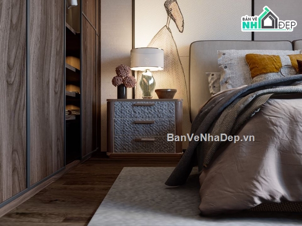sketchup nội thất phòng ngủ,phòng ngủ hiện đại,model su phòng ngủ