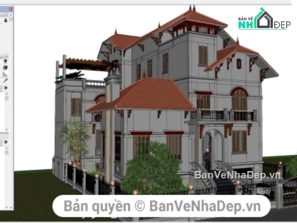 Biệt thự 3 tầng sketchup,Biệt thự 3 tầng hiện đại,Biệt thự 3 tầng,Sketchup biệt thự 3 tầng,thiết kế biệt thự 3 tầng su