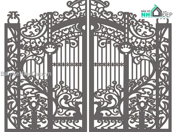 cổng cắt cnc,bộ cổng hoa leo,cổng hoa văn hoa leo,cổng 2 cánh,thiết kế cổng cnc,bản vẽ cổng cnc