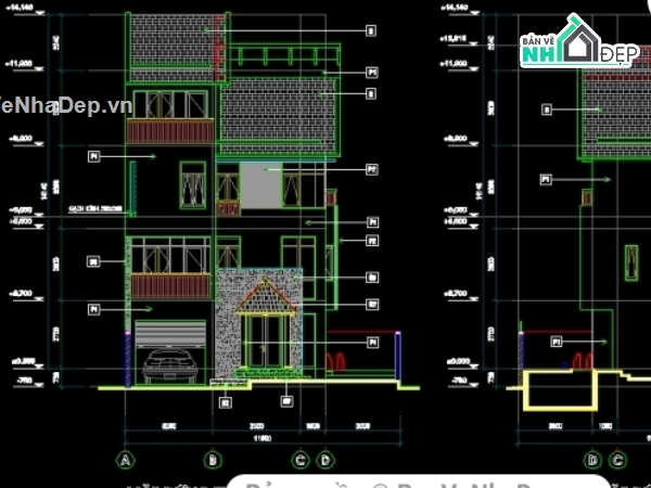 biệt thự 3 tầng,biệt thự 3 tầng 8x20,file cad biệt thự 3 tầng,thiết kế biệt thự 3 tầng,mẫu biệt thự 3 tầng,kiến trúc biệt thự 3 tầng