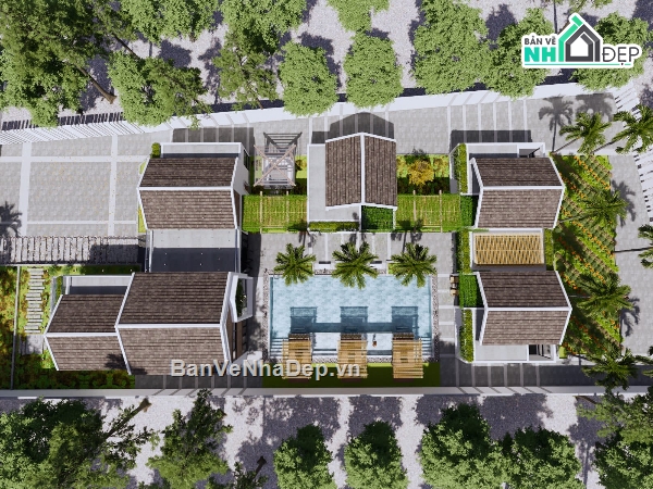 Sketchup Villa,Model Sketchup,khu nghỉ dưỡng,nghỉ dưỡng