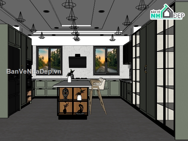 sketchup nội thất,nội thất bếp,bếp