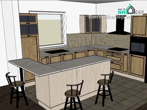 nội thất phòng bếp,Model su phòng bếp,Model nội thất su,phòng bếp
