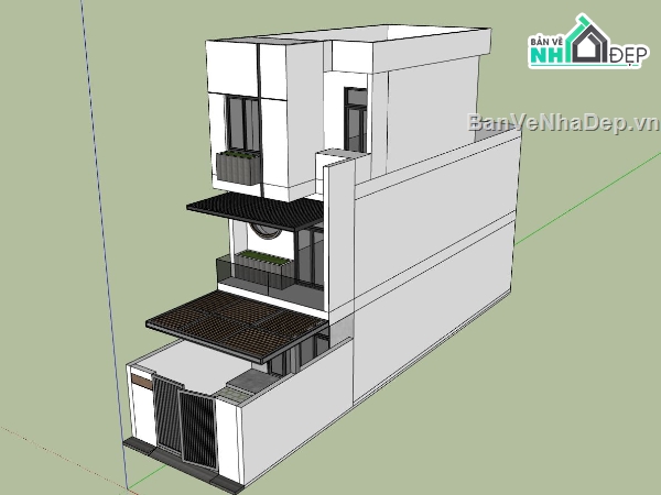 nhà phố 3 tầng,nhà phố hiện đại,phối cảnh nhà phố,sketchup nhà phố