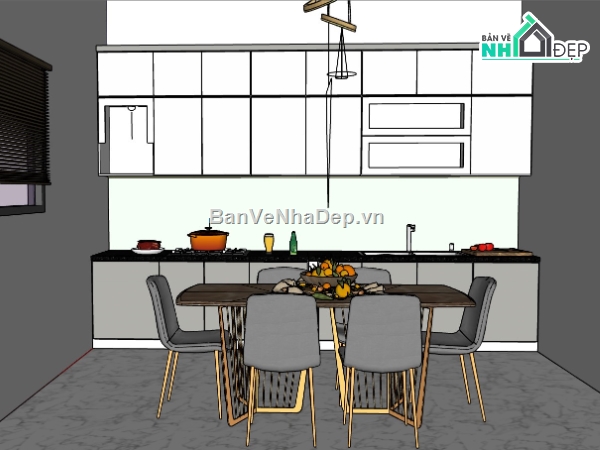 sketchup nội thất,nội thất phòng bếp,sketchup nội thất phòng bếp,Model nội thất,sketchup nội thất bếp,phòng bếp sketchup