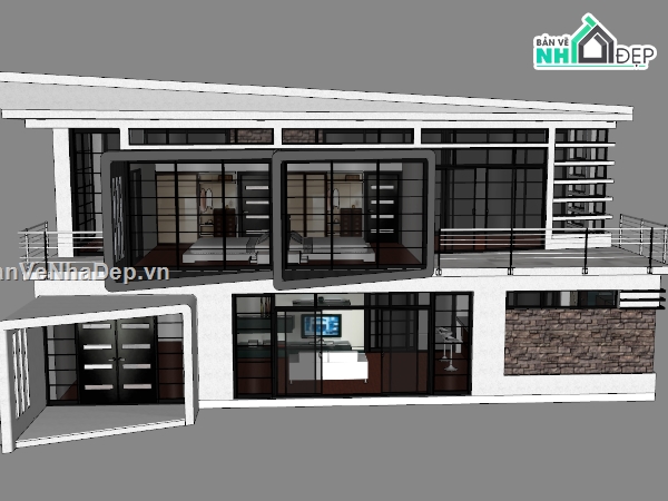 biệt thự,villa 2 tầng,model biệt thự