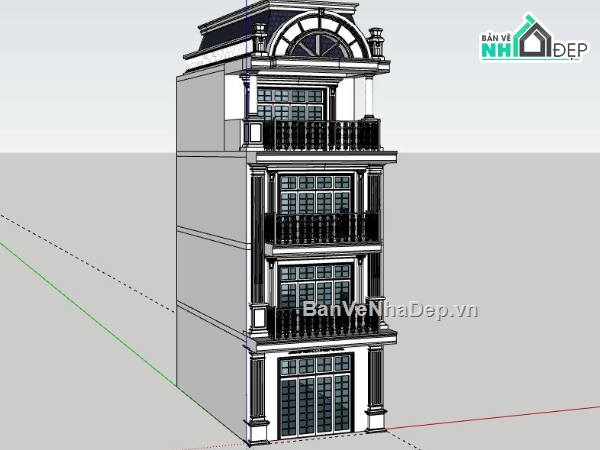 Nhà phố 4 tầng,model su nhà phố 4 tầng,file su nhà phố 4 tầng