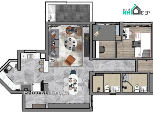 sketchup nội thất chung cư,mẫu nội thất phòng ngủ,model su nội thất khách bếp,nội thất chung cư đẹp