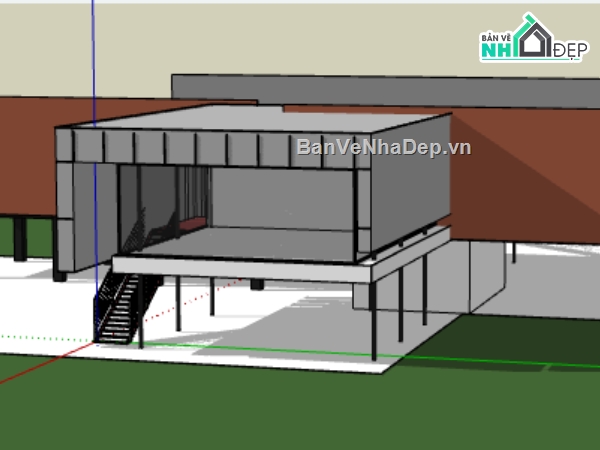 model sketchup nhà văn phòng,thiết kế 3d su nhà làm việc,bao cảnh nhà văn phòng file su
