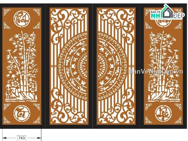 cổng 4 cánh tài lộc,phát tài phát lộc,tài lộc,cổng 4 cánh cá chép tài lộc