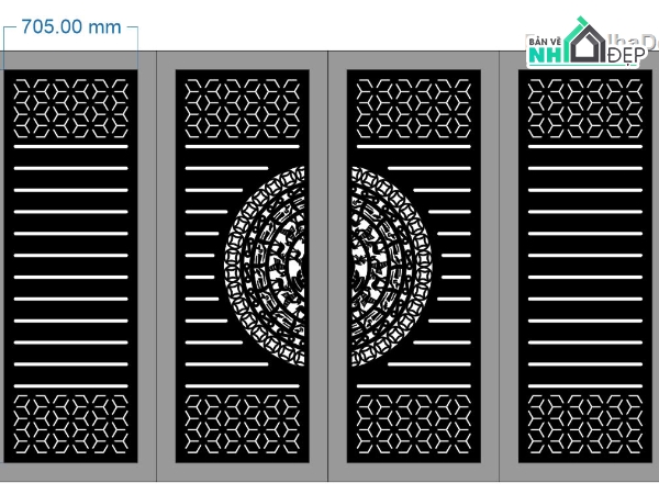 Cổng 4 cánh trống đồng,Cổng 4 cánh,Cổng 4 cánh CNC đẹp