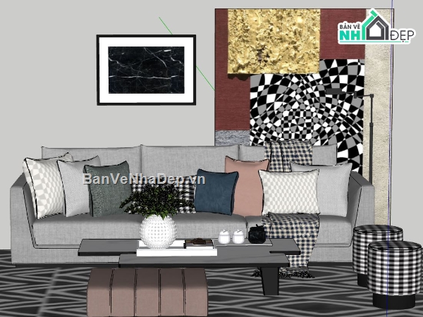 sketchup dựng mẫu sofa,thiết kế sofa file sketchup đẹp,sofa phòng khách,model su sofa phòng khách