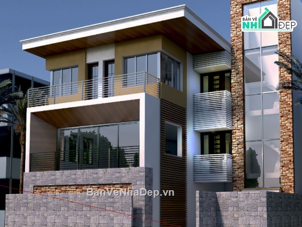 biệt thự 3 tầng,biệt thự sketchup,biệt thự hiện đại