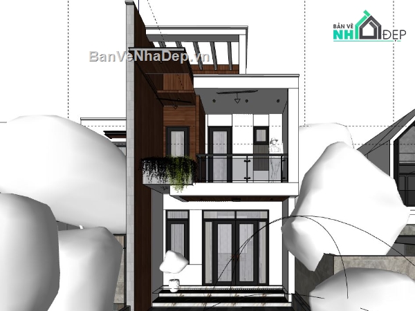 nhà phố 2 tầng 5x18m,bản vẽ nhà phố,kiến trúc nhà phố