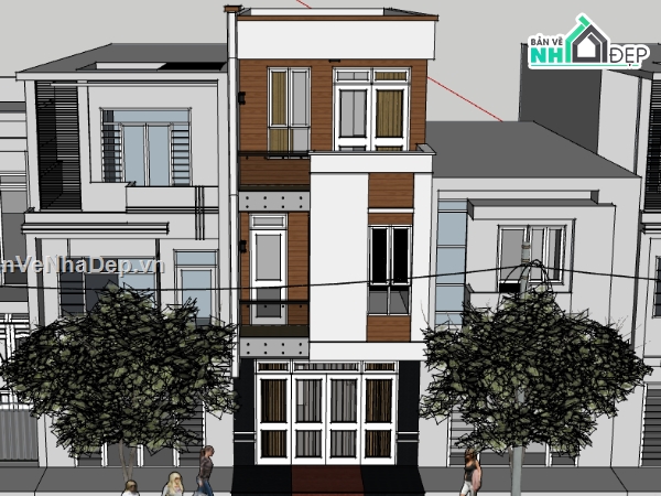 nhà phố 3 tầng,sketchup nhà phố 3 tầng,file sketchup nhà phố 3 tầng,model sketchup nhà phố 3 tầng