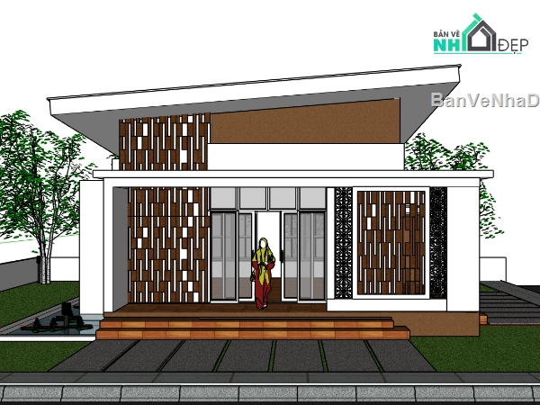 biệt thự 1 tầng,biệt thự sketchup,sketchup biệt thự 1 tầng,sketchup biệt thự