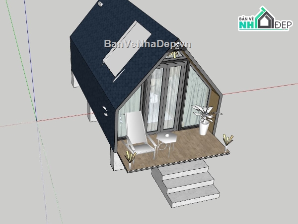 nhà di động tam giác,nhà di dộng su,3d sketchup nhà di động