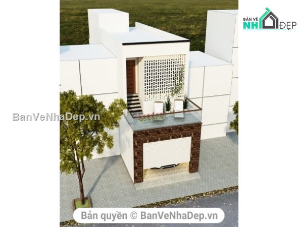 File Sketchup nhà phố 2 tầng hiện đại,4.5x20m,File Sketchup nhà phố 2 tầng hiện đại 4.5x20m