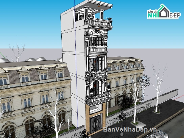 nhà phố 5 tầng,nhà phố cổ điển,nhà 4x8m