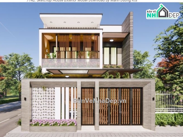 mẫu biệt thự 2 tầng sketchup,dựng 3dsu biệt thự 2 tầng,sketchup biệt thự 2 tầng,bao cảnh biệt thự 2 tầng