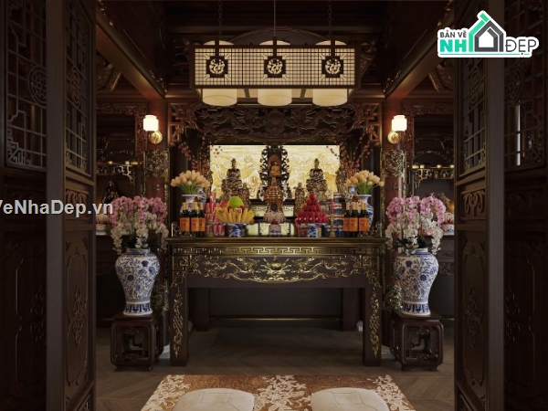 3dmax phòng thờ,mẫu phòng thờ,phòng thờ 3dmax