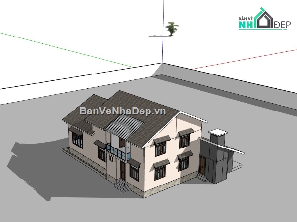 biệt thự 2 tầng,phối cảnh biệt thự phố,biệt thự đẹp