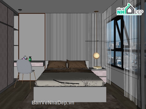 mẫu phòng đẹp,3d sketchup phòng ngủ,File sketchup phòng ngủ đẹp,3d phòng ngủ