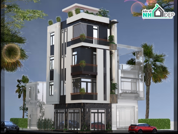 nhà phố 2 mặt tiền,nhà phố hiện đại,nhà phố 4 tầng hiện đại,ngoại thất nhà phố