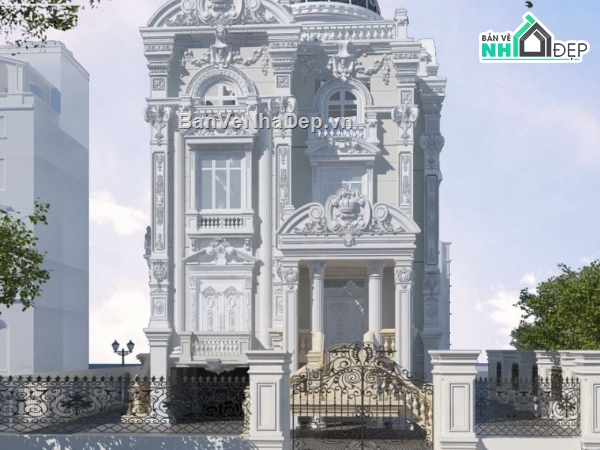 biệt thự tân cổ điển,bản vẽ biệt thự,biệt thự đẹp