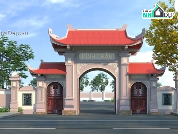 3dsmax dựng cổng đình làng,cổng nhà thờ họ đẹp,thiết kế cổng nàng,mẫu cổng nhà thờ họ 3dmax