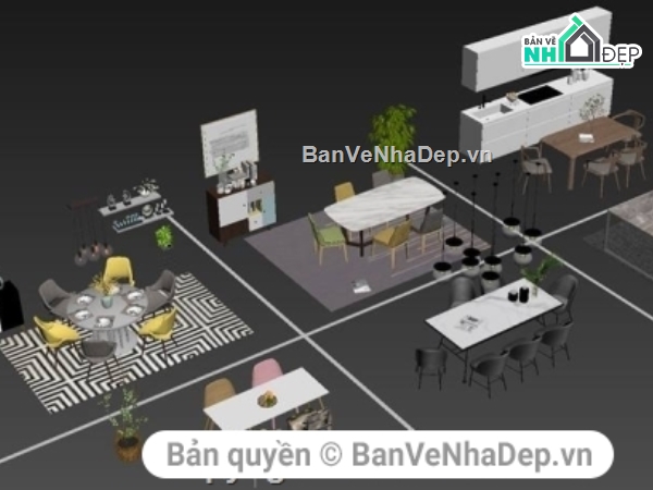 bàn ăn 3d,bàn ăn,bàn ăn 3d đẹp,Model 3ds max đẹp,model max set bàn ăn