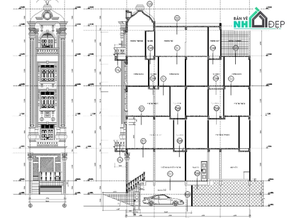 Thiết kế nhà tân cổ điển 5 tầng,File Autocad thiết kế nhà phố 5 tầng,Bản vẽ thiết kế nhà 5 tầng đẹp,Mẫu nhà tân cổ điển 5 tầng,Kiến trúc nhà 4x14m mặt tiền,Mẫu thiết kế nhà tân cổ điển