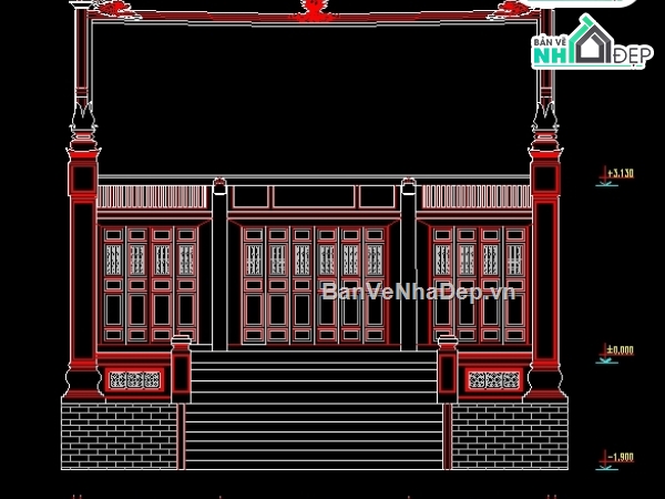 kiến trúc công trình,bản vẽ phủ Tây Hồ,thiết kế phủ tây hồ,bản vẽ kiến trúc chùa Tây Hồ,thiết kế chùa Tây Hồ