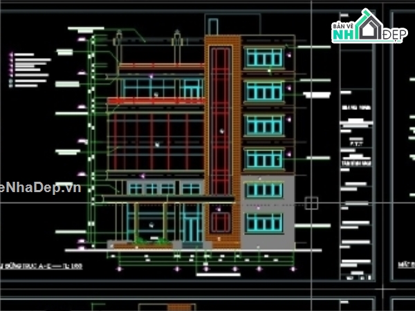kiến trúc văn phòng 6 tầng,Thiết kế văn phòng 6 tầng,bản vẽ văn phòng 6 tầng,Bản vẽ văn phòng 6 tầng