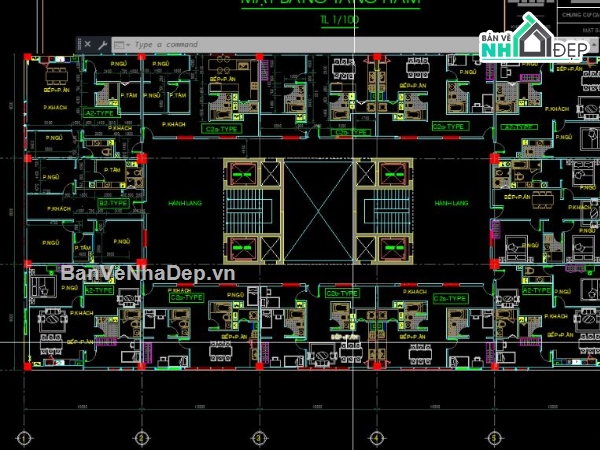 đồ án tốt nghiệp,cad chung cư,đồ án  13 tầng