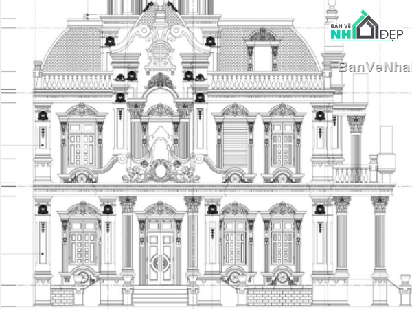 biệt thự 3 tầng,cad biệt thự 3 tầng,biệt thự 3 tầng file cad