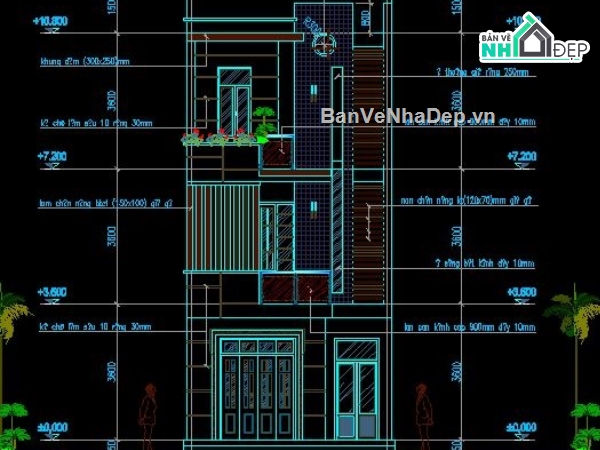 nhà phố 3 tầng,thiết kế nhà phố,nhà 3 tầng đẹp,Autocad nhà phố