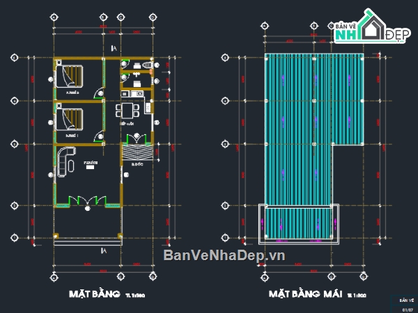 nhà cấp 4,file cad nhà cấp 4,thiết kế nhà cấp 4