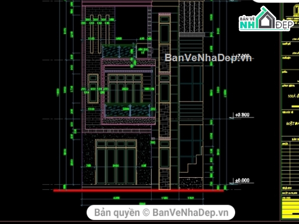 nhà phố 4x20m,nhà phố 3 tầng 4x20m,bản vẽ nhà phố 3 tầng,thiết kế nhà phố 3 tầng,file cad nhà phố 3 tầng