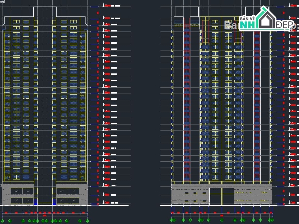 cao ốc 29 tầng,tòa nhà thương mại 29 tầng,bản vẽ tòa nhà cao tầng,file cad thiết kế tòa nhà 29 tầng