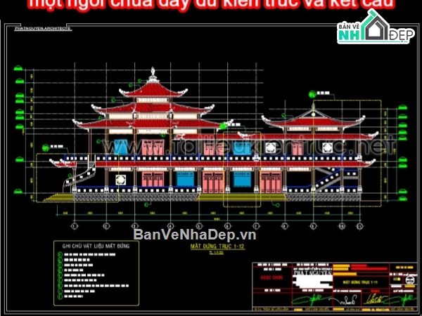 thiết kế chùa,chùa,bản vẽ chùa