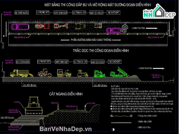 BPTC cải tạo,biện pháp thi công,bản vẽ biện pháp thi công đường
