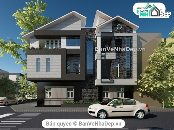 nhà phố 4 tầng,file cad nhà phố 4 tầng,bản vẽ nhà phố 4 tầng,kiến trúc nhà phố