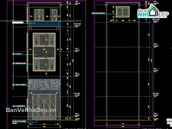 Nhà lệch tầng,Nhà phố 4 tầng,Nhà phố lệch tầng